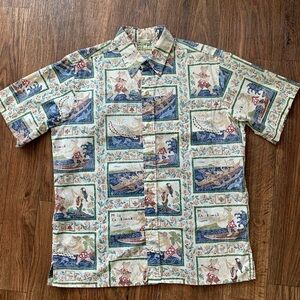 reyn spooner Cream Hawaiian Print Short Sleeve Button-Down Shirt
